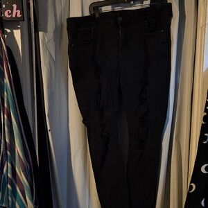 torrid bombshell Black Distressed Skinny Jeans